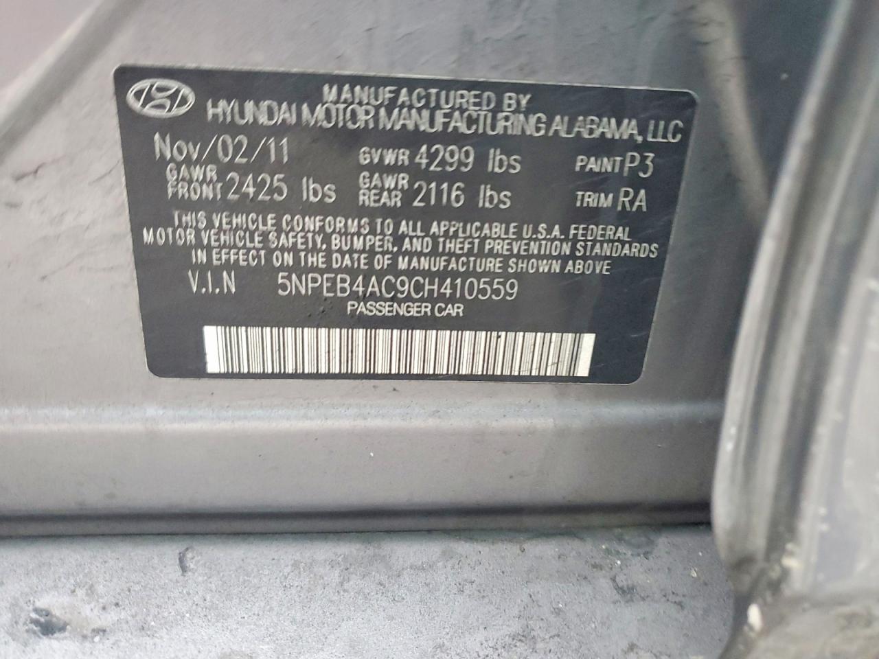 2012 HYUNDAI SONATA GLS photo 12