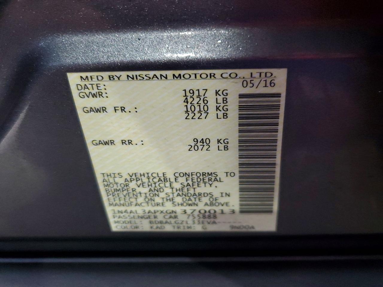 2016 NISSAN ALTIMA 2.5 photo 23
