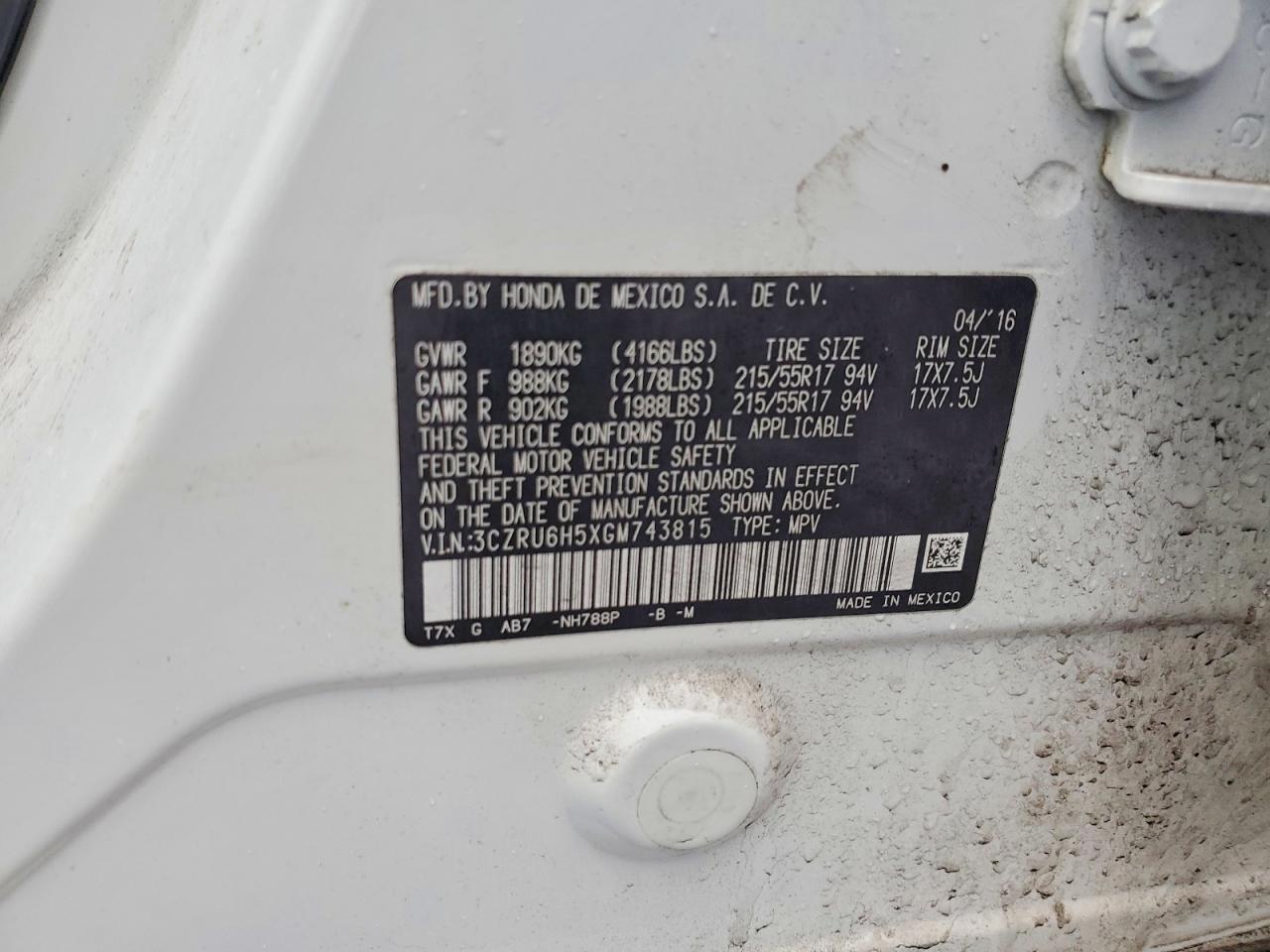 2016 HONDA HR-V EX photo 13
