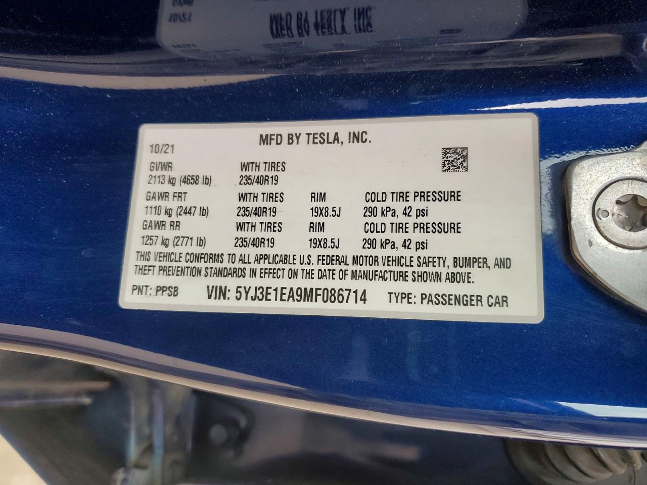 2021 TESLA MODEL 3 photo 34