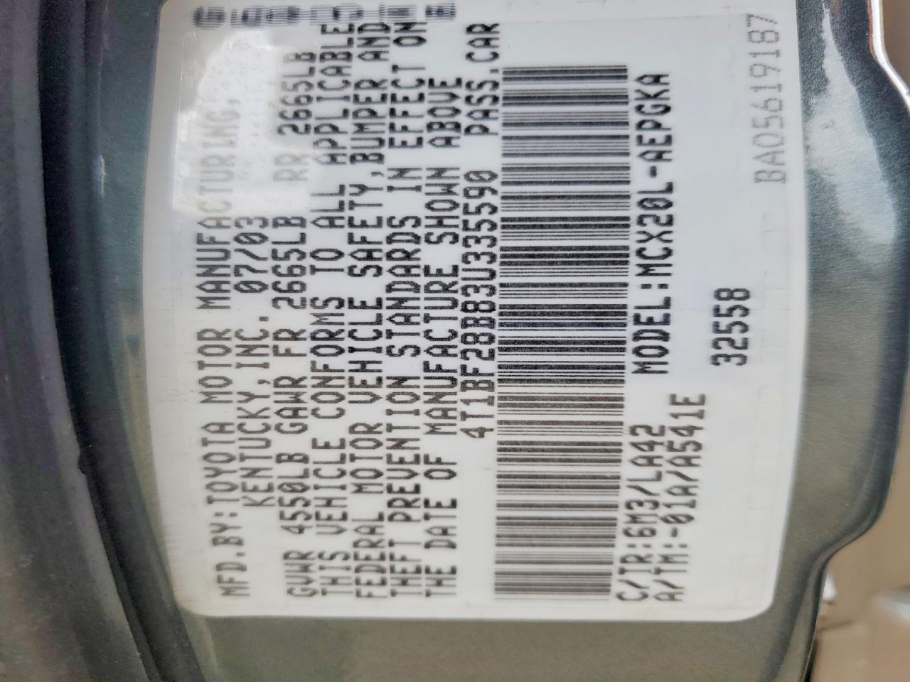 2003 TOYOTA AVALON XL photo 34