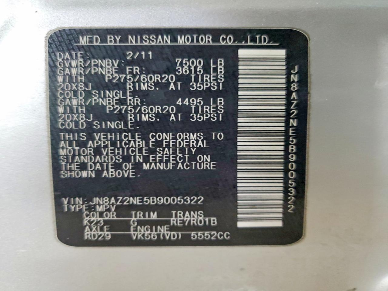 2011 INFINITI QX56 BASE photo 37