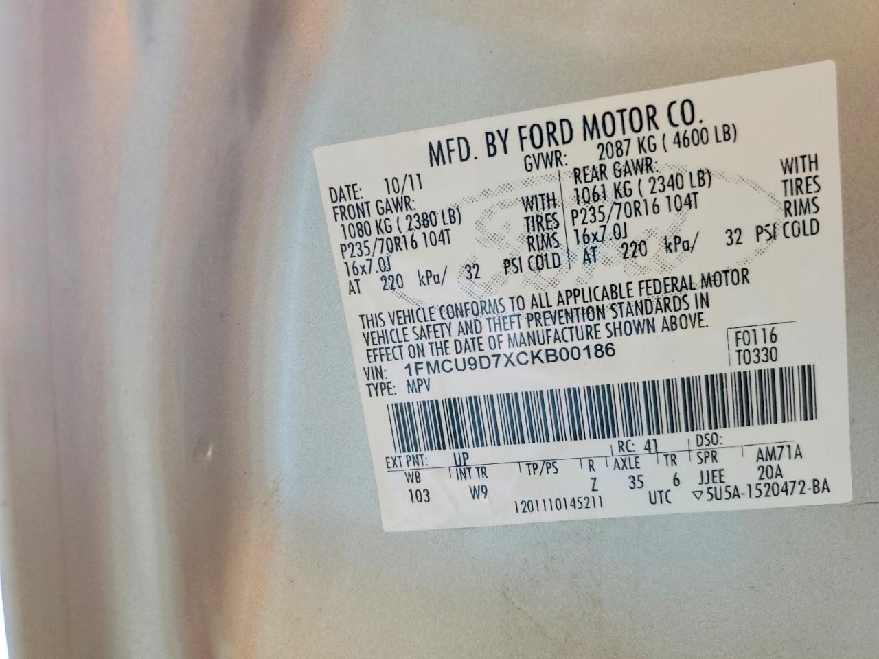 2012 FORD ESCAPE XLT photo 23