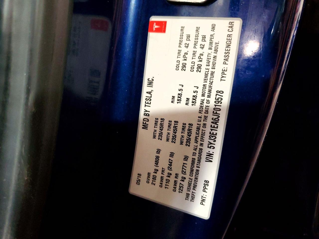 2018 TESLA MODEL 3 photo 34