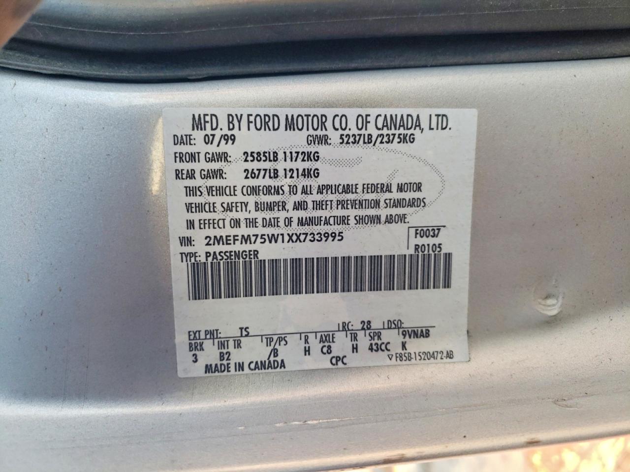 1999 MERCURY GRAND MARQUIS LS photo 12