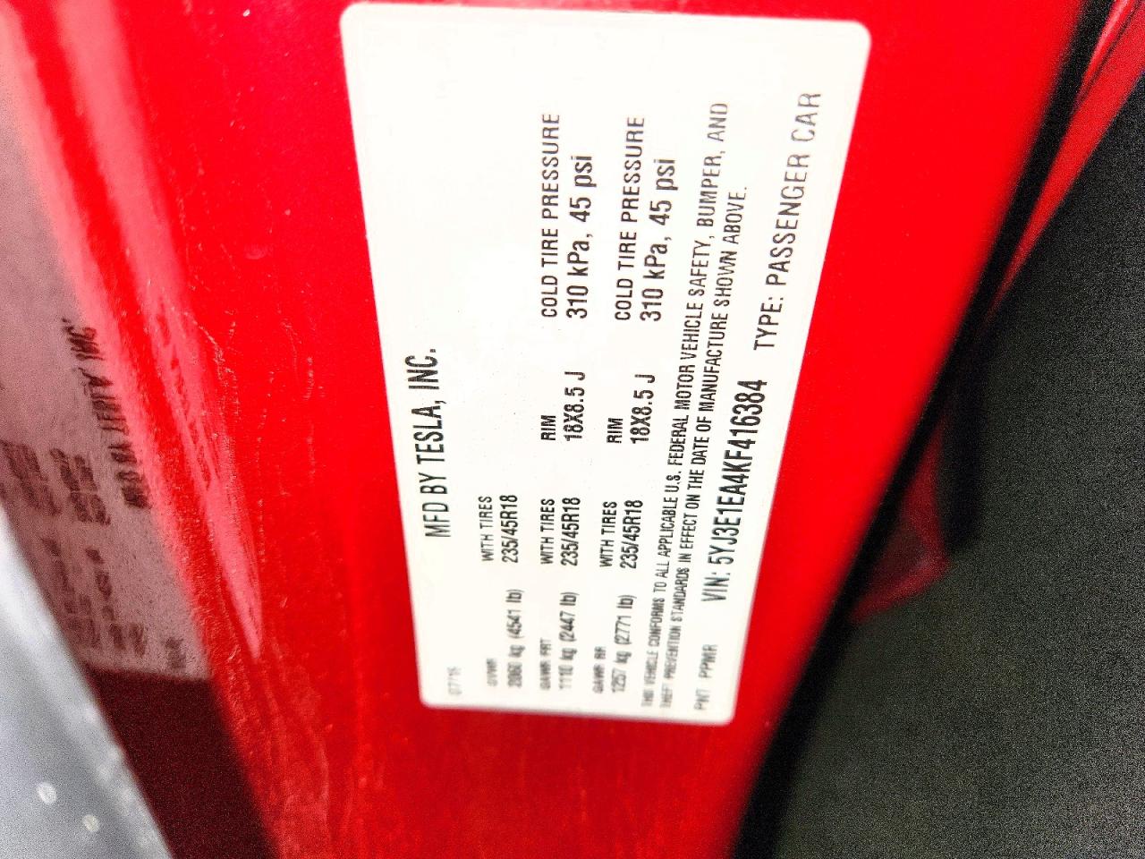 2019 TESLA MODEL 3 photo 12