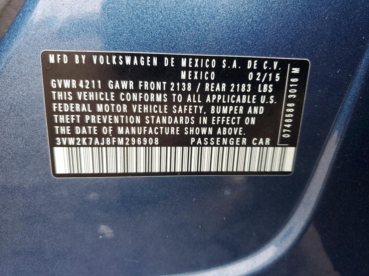 2015 VOLKSWAGEN JETTA BASE photo 12