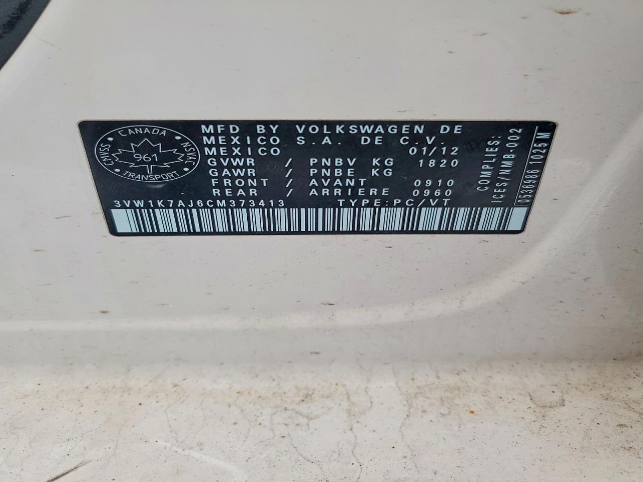 2012 VOLKSWAGEN JETTA BASE photo 12