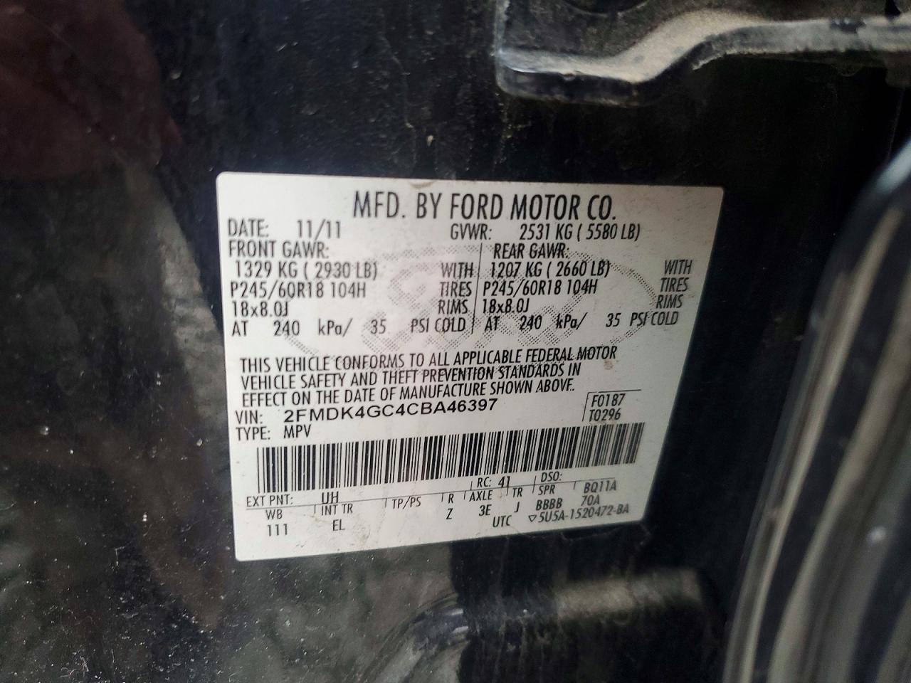 2012 FORD EDGE SE photo 13