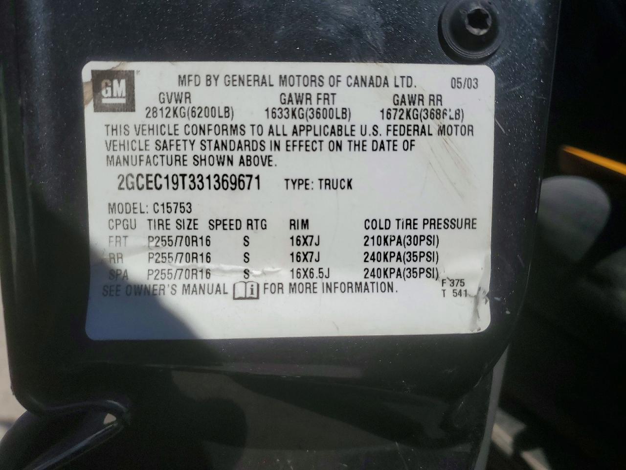 2003 CHEVROLET SILVERADO C1500 photo 25