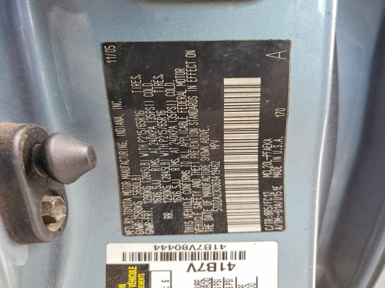 2006 TOYOTA SIENNA LE 7 PASSENGER photo 25