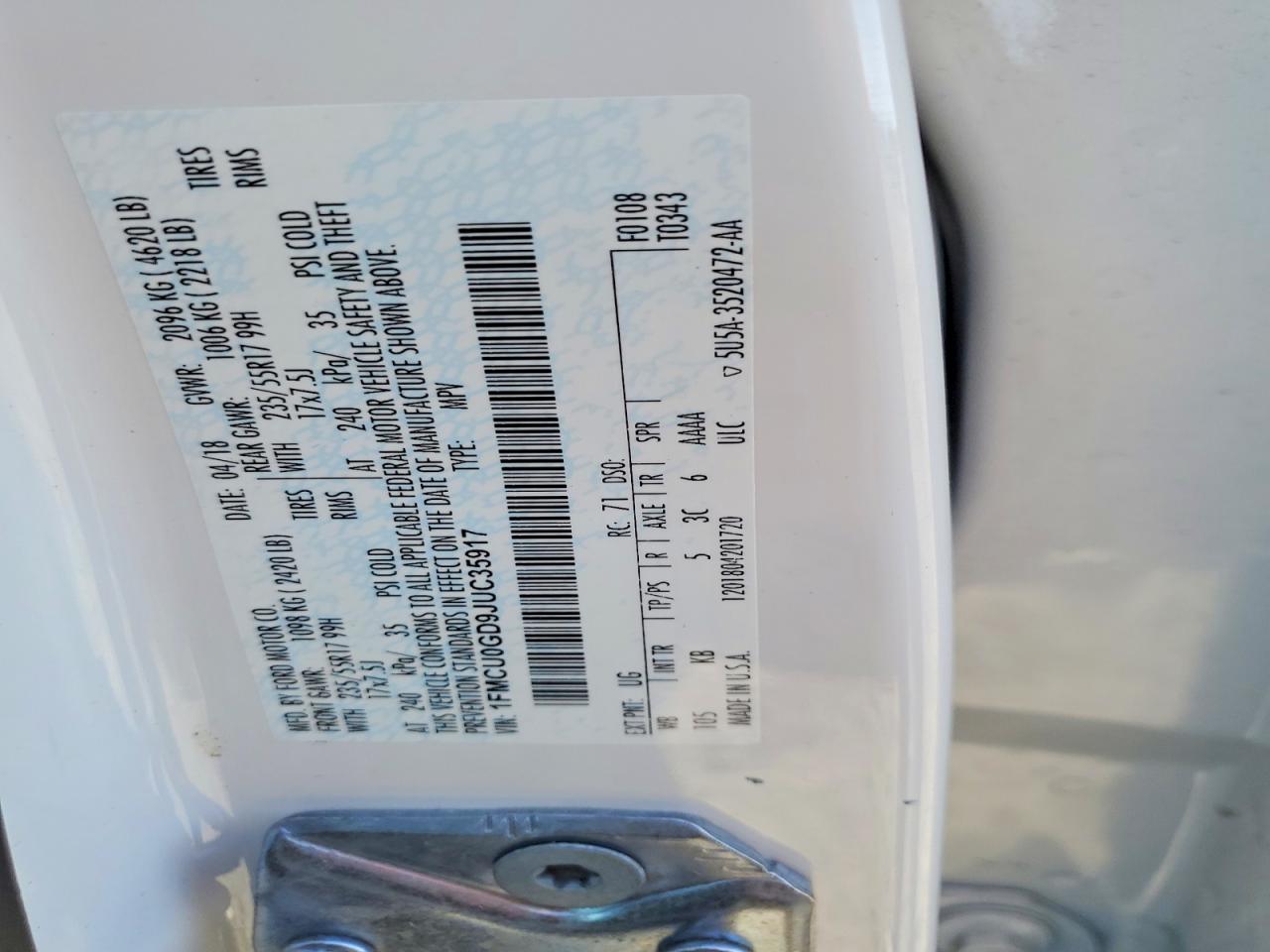 2018 FORD ESCAPE SE photo 25