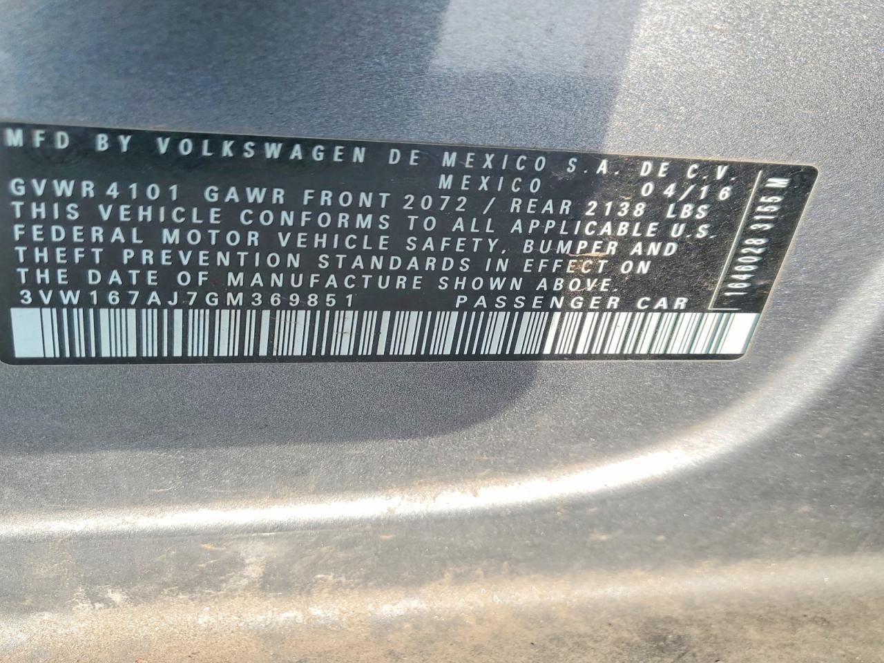 2016 VOLKSWAGEN JETTA S photo 12