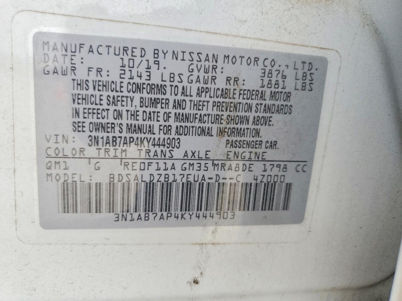 2019 NISSAN SENTRA SV photo 12