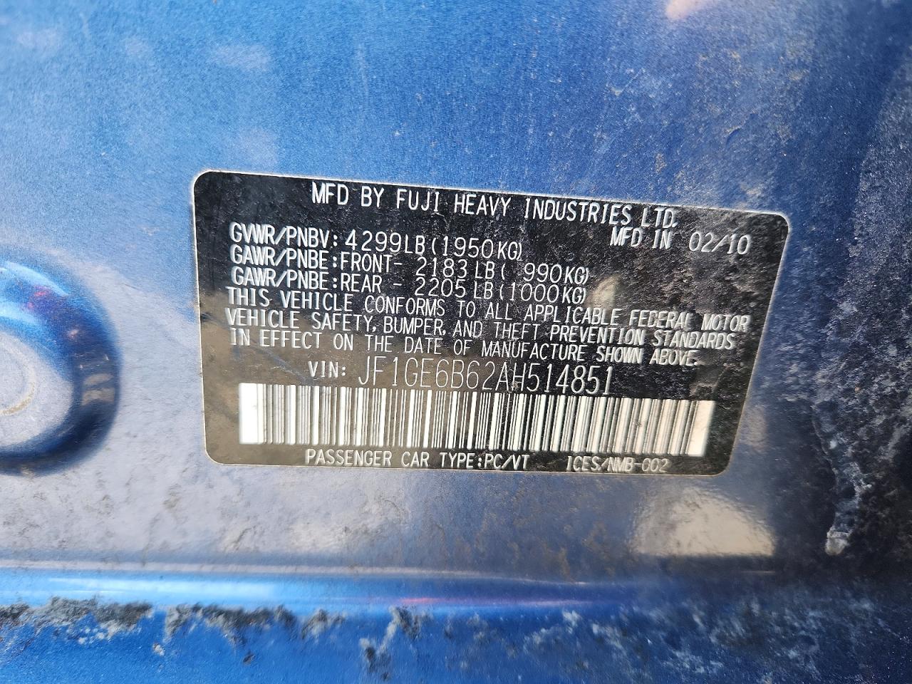 2010 SUBARU IMPREZA 2.5I PREMIUM photo 12