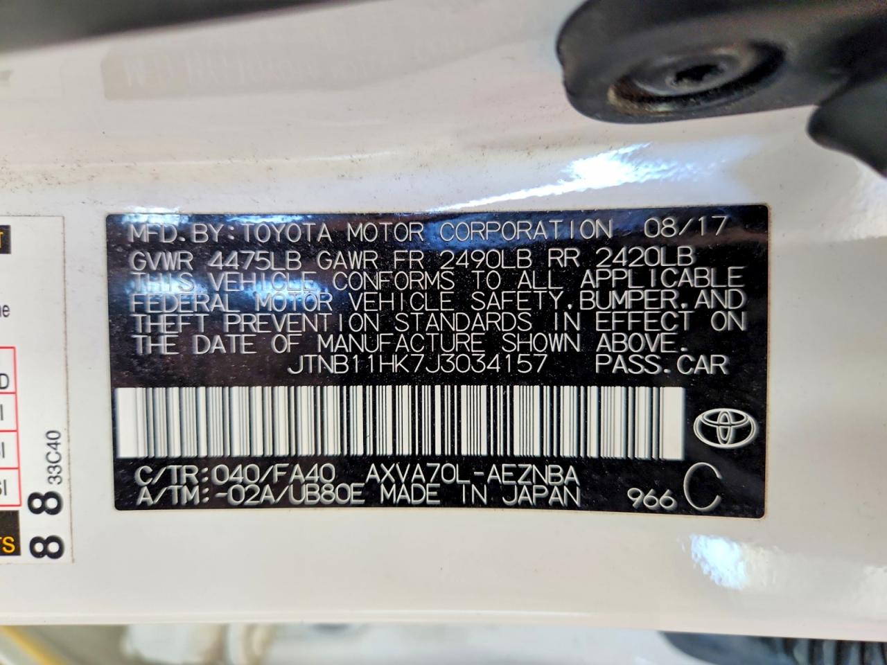 2018 TOYOTA CAMRY LE photo 13