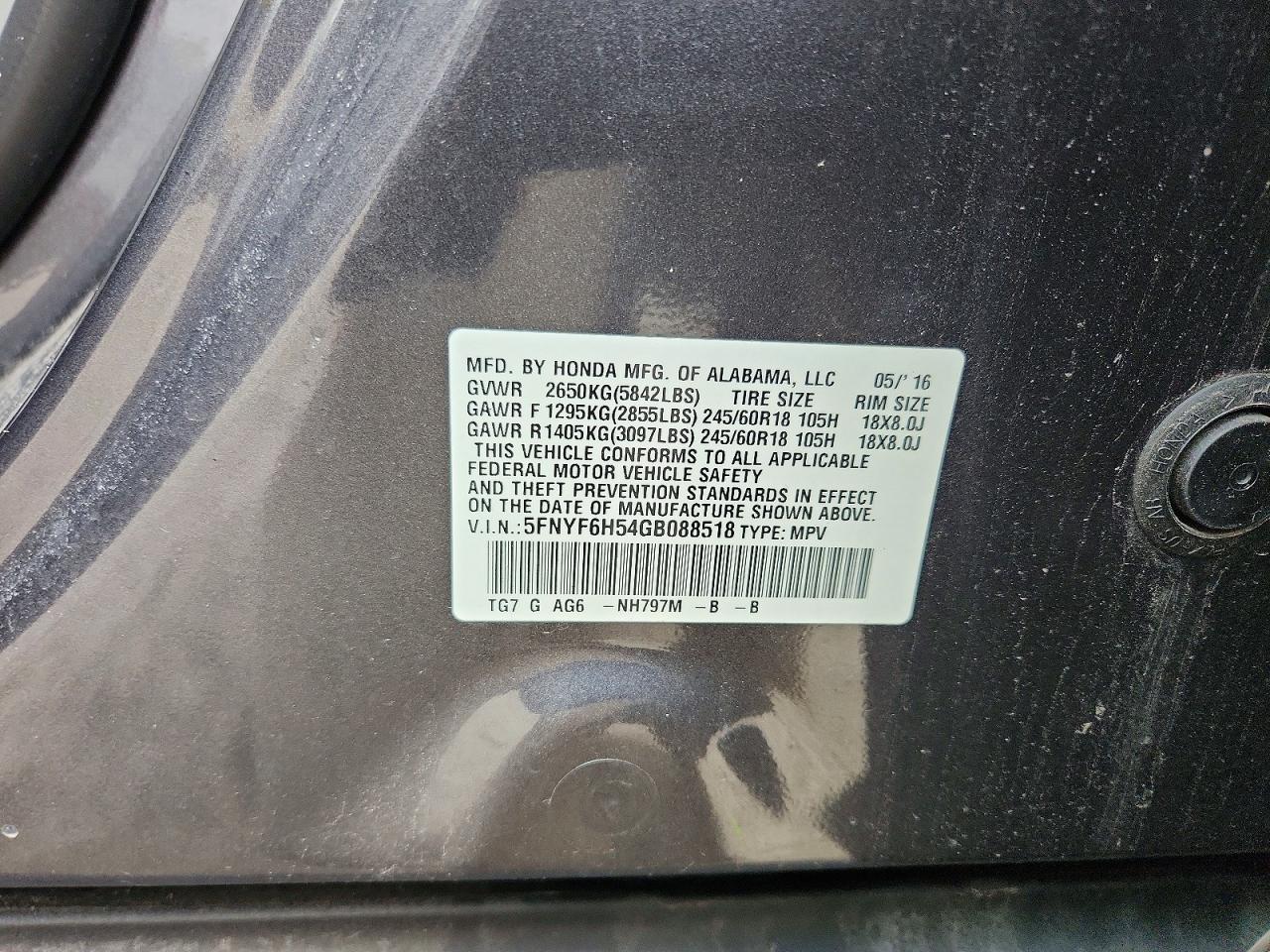 2016 HONDA PILOT EXL photo 13