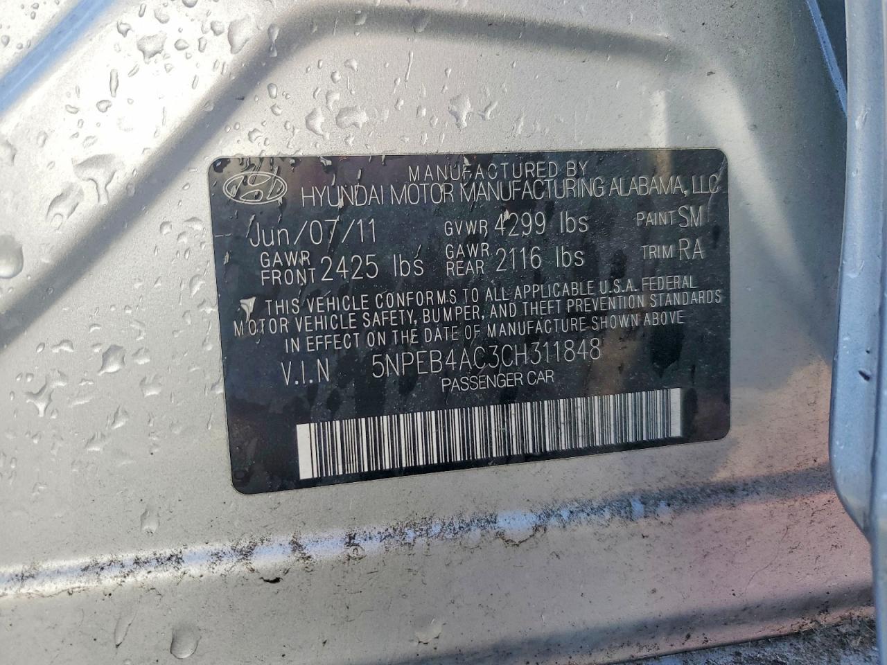 2012 HYUNDAI SONATA GLS photo 34