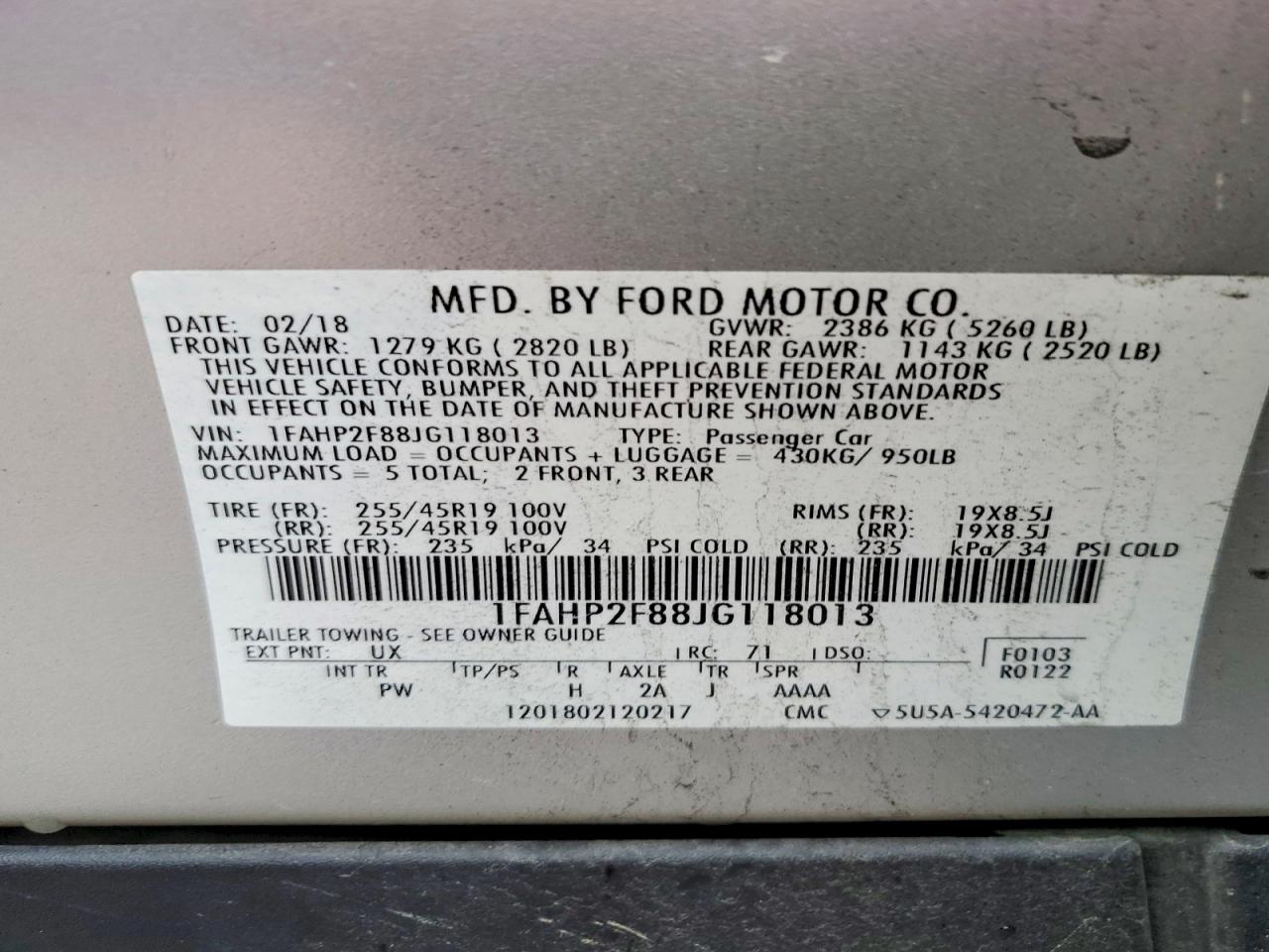2018 FORD TAURUS LIMITED photo 36