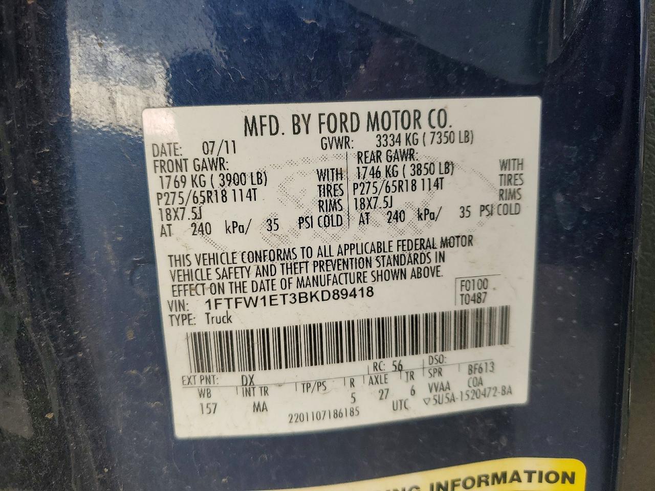2011 FORD F150 SUPERCREW photo 34