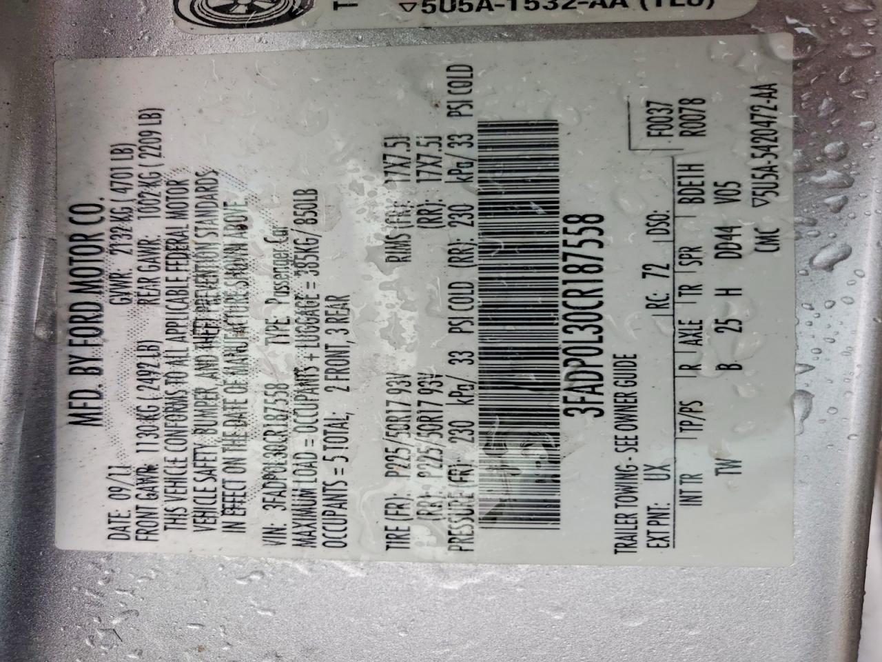 2012 FORD FUSION HYBRID photo 12