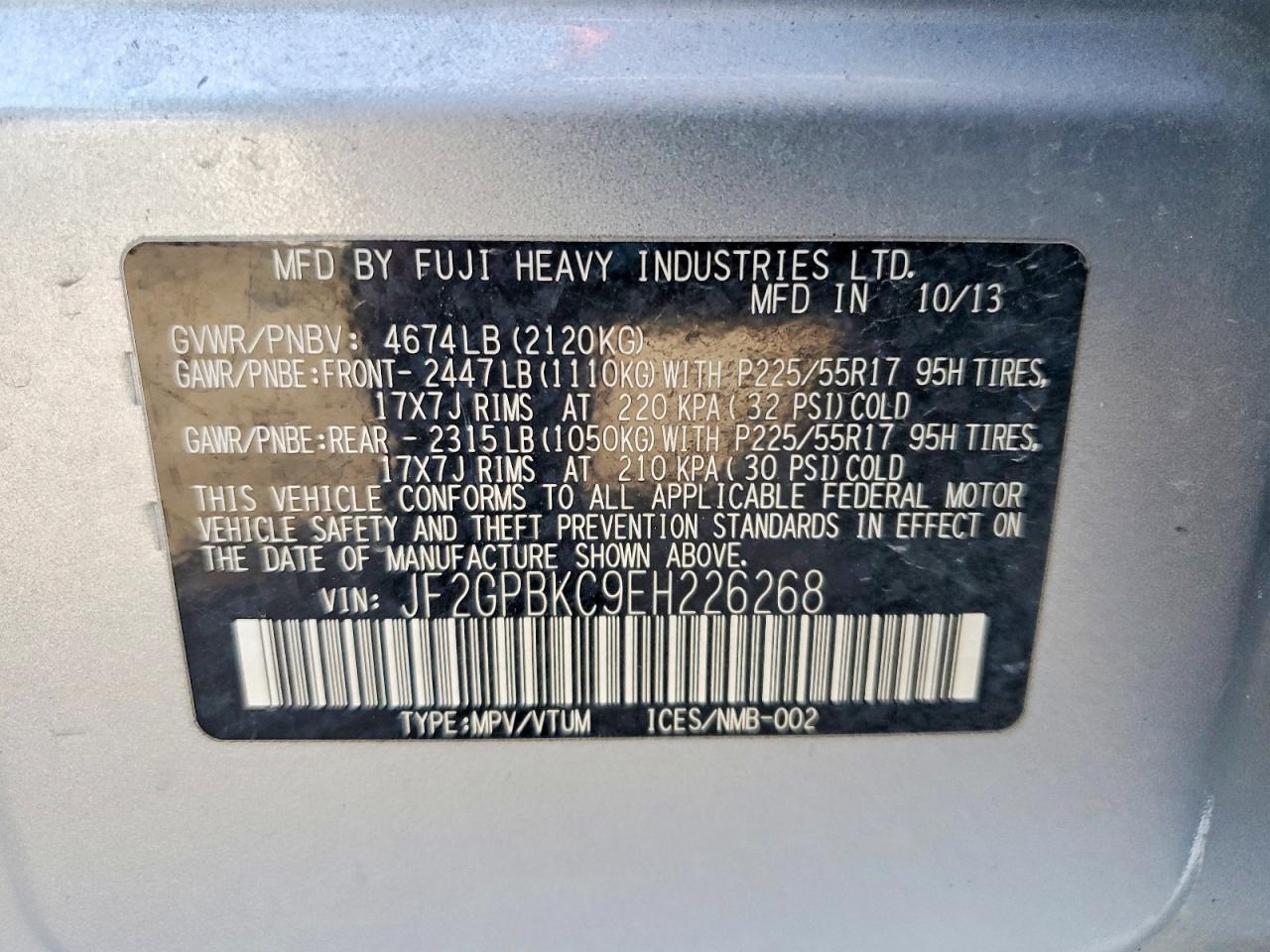 2014 SUBARU XV CROSSTREK 2.0I HYBRID TOURING photo 13