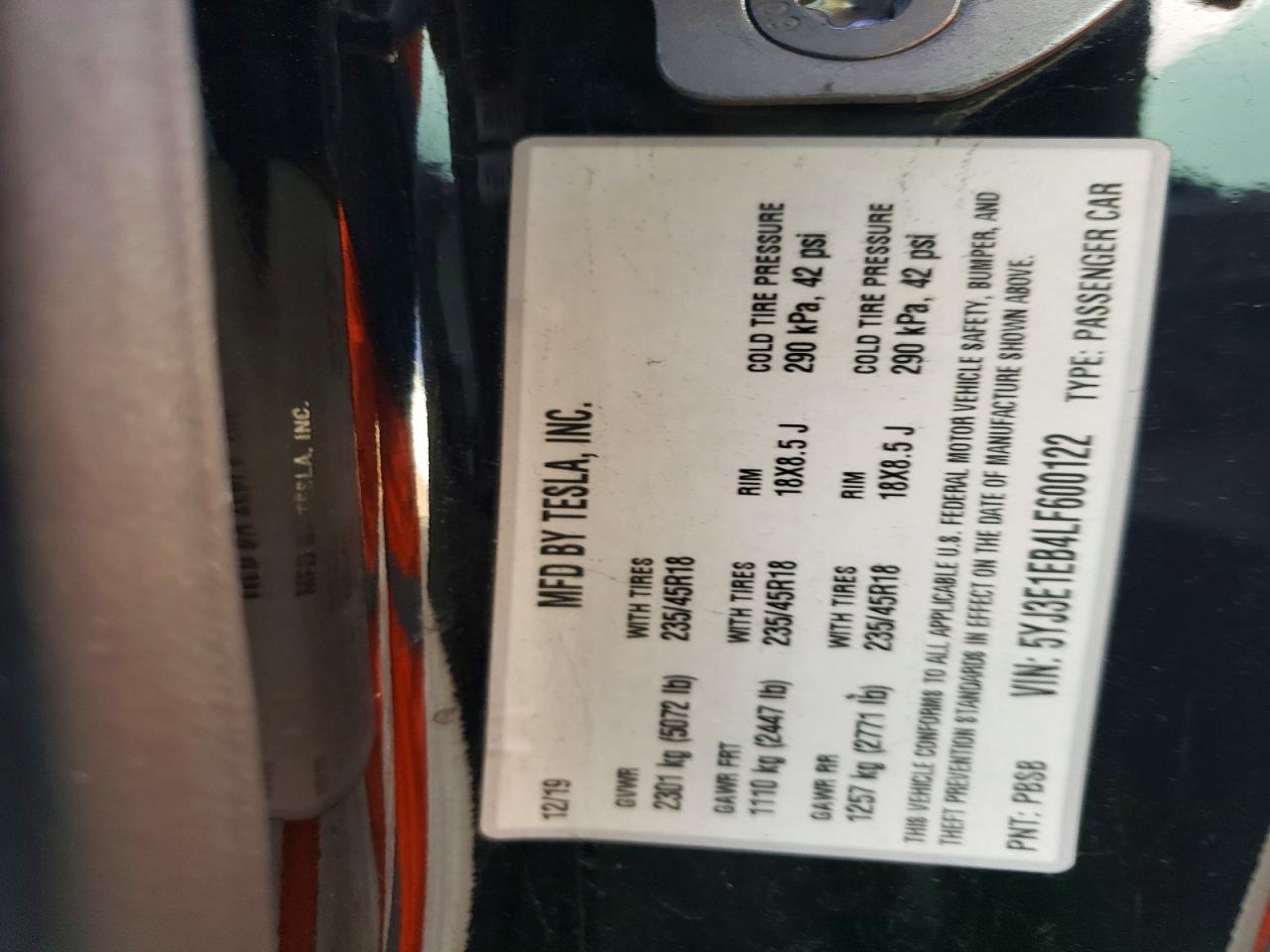 2020 TESLA MODEL 3 photo 12