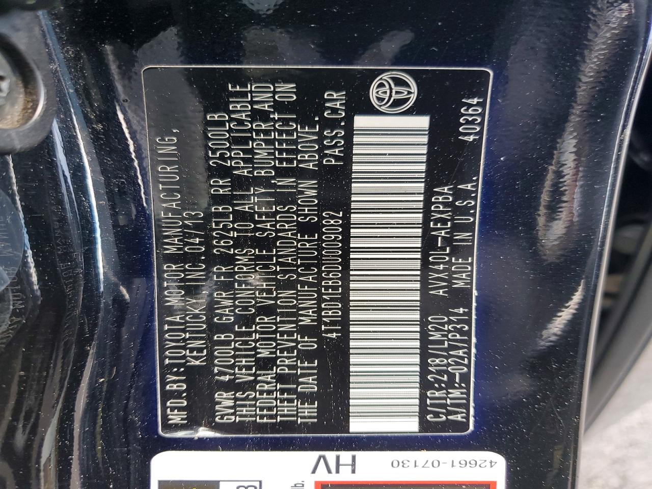 2013 TOYOTA AVALON HYBRID photo 12