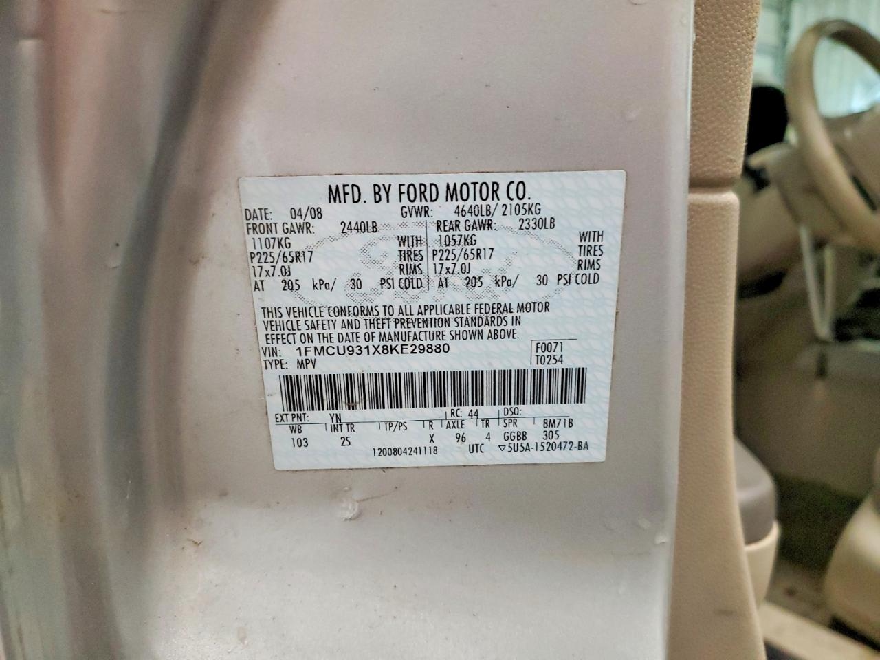 2008 FORD ESCAPE XLT photo 14