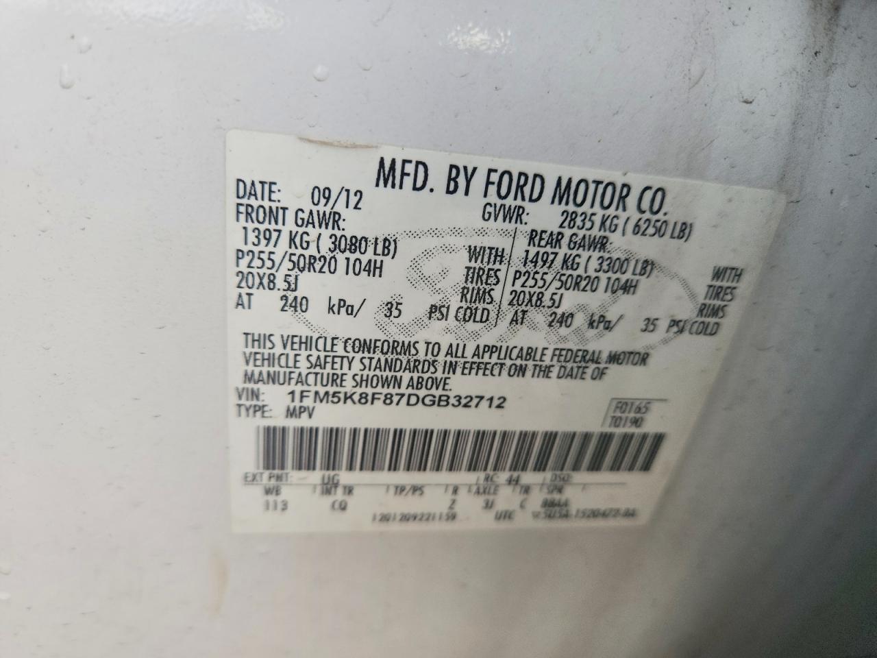 2013 FORD EXPLORER LIMITED photo 13