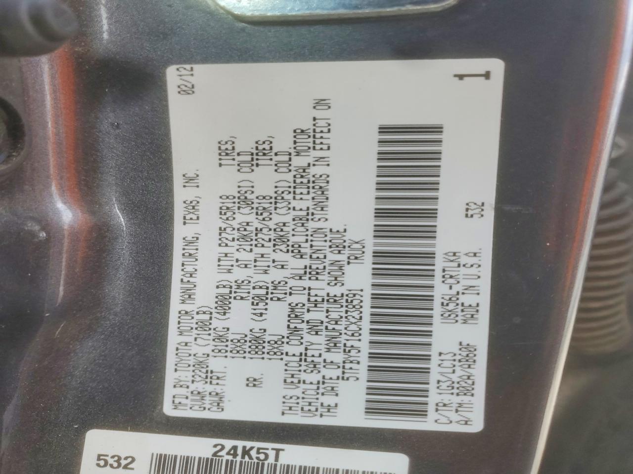 2012 TOYOTA TUNDRA photo 23