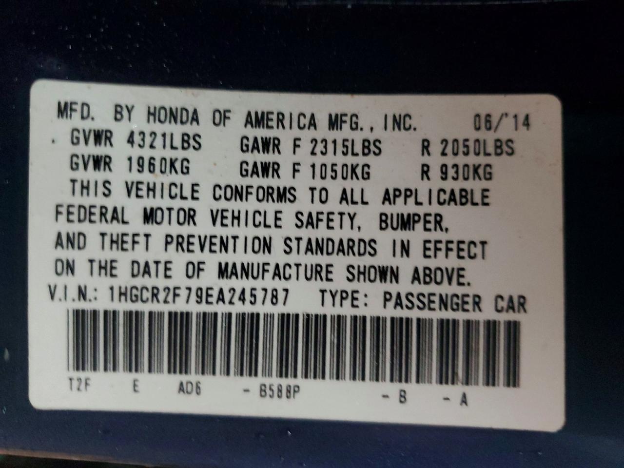 2014 HONDA ACCORD EX photo 23