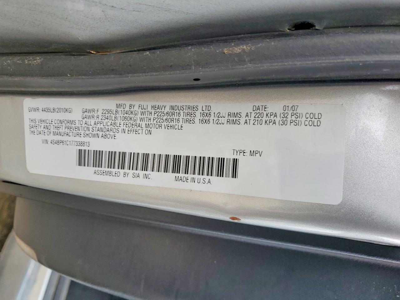 2007 SUBARU OUTBACK OUTBACK 2.5I photo 34