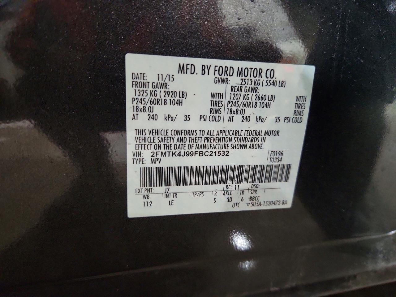 2015 FORD EDGE SEL photo 14