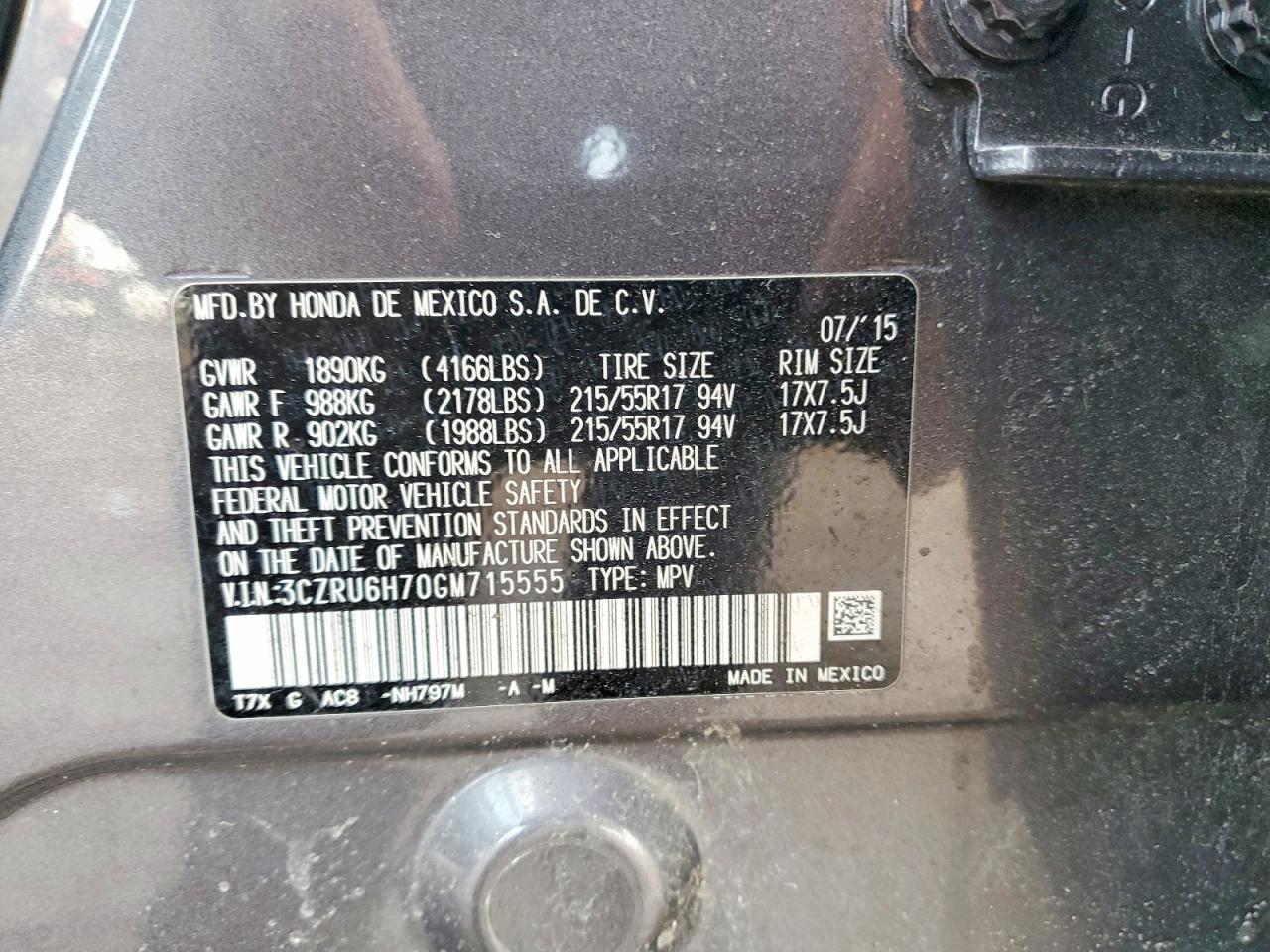 2016 HONDA HR-V EXL photo 13