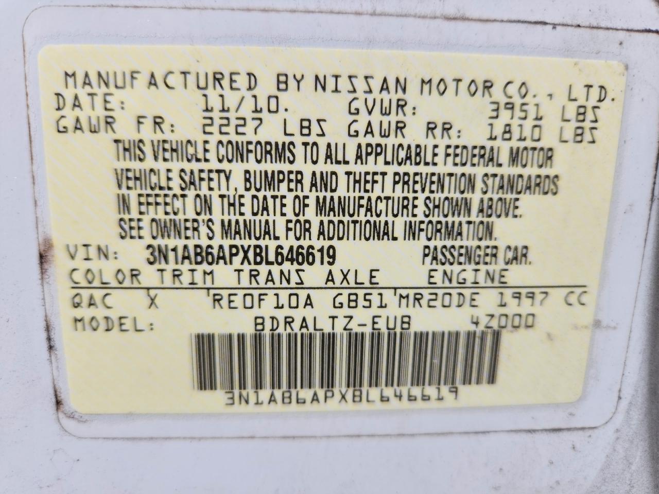 2011 NISSAN SENTRA 2.0 photo 34