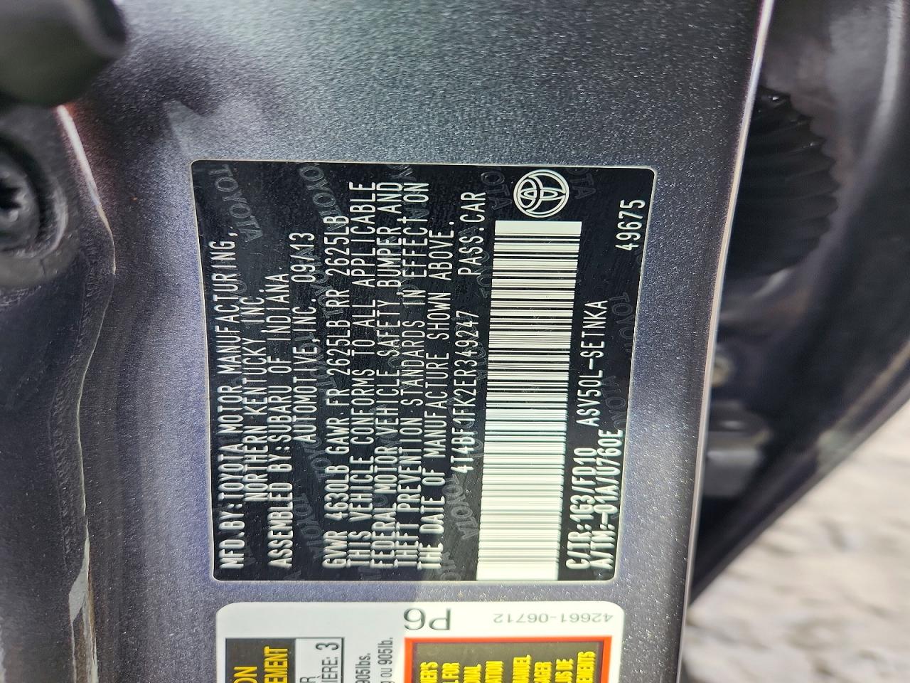 2014 TOYOTA CAMRY LE photo 23