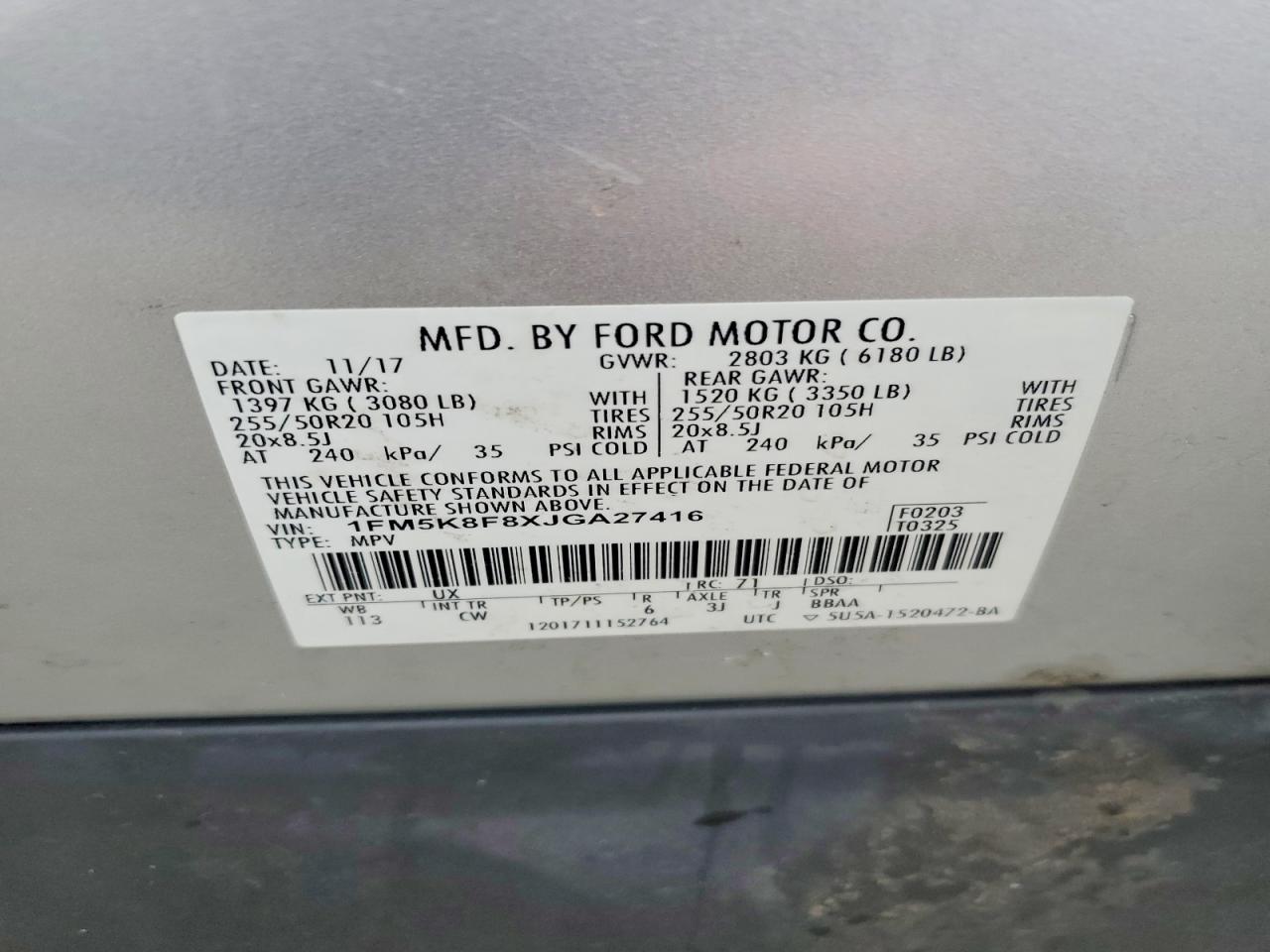 2018 FORD EXPLORER LIMITED photo 14
