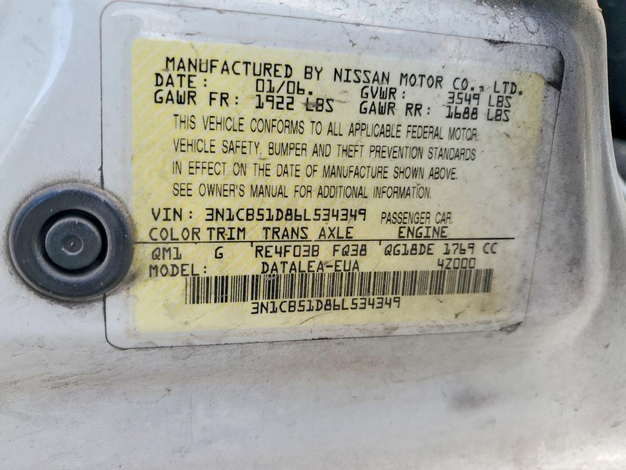 2006 NISSAN SENTRA 1.8 photo 23