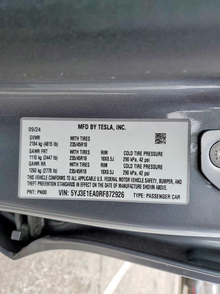 2024 TESLA MODEL 3 photo 23
