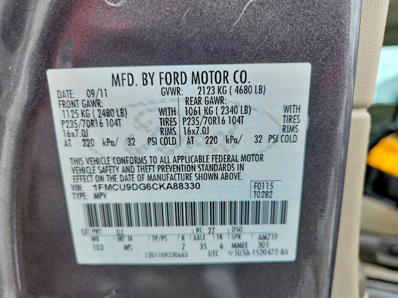 2012 FORD ESCAPE XLT photo 13