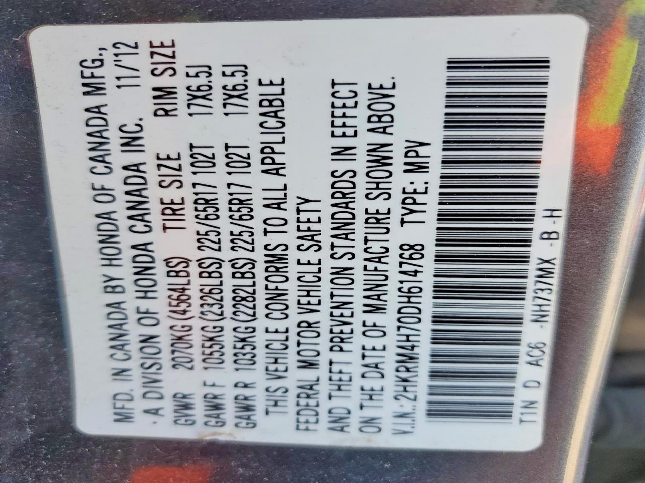 2013 HONDA CR-V EXL photo 14
