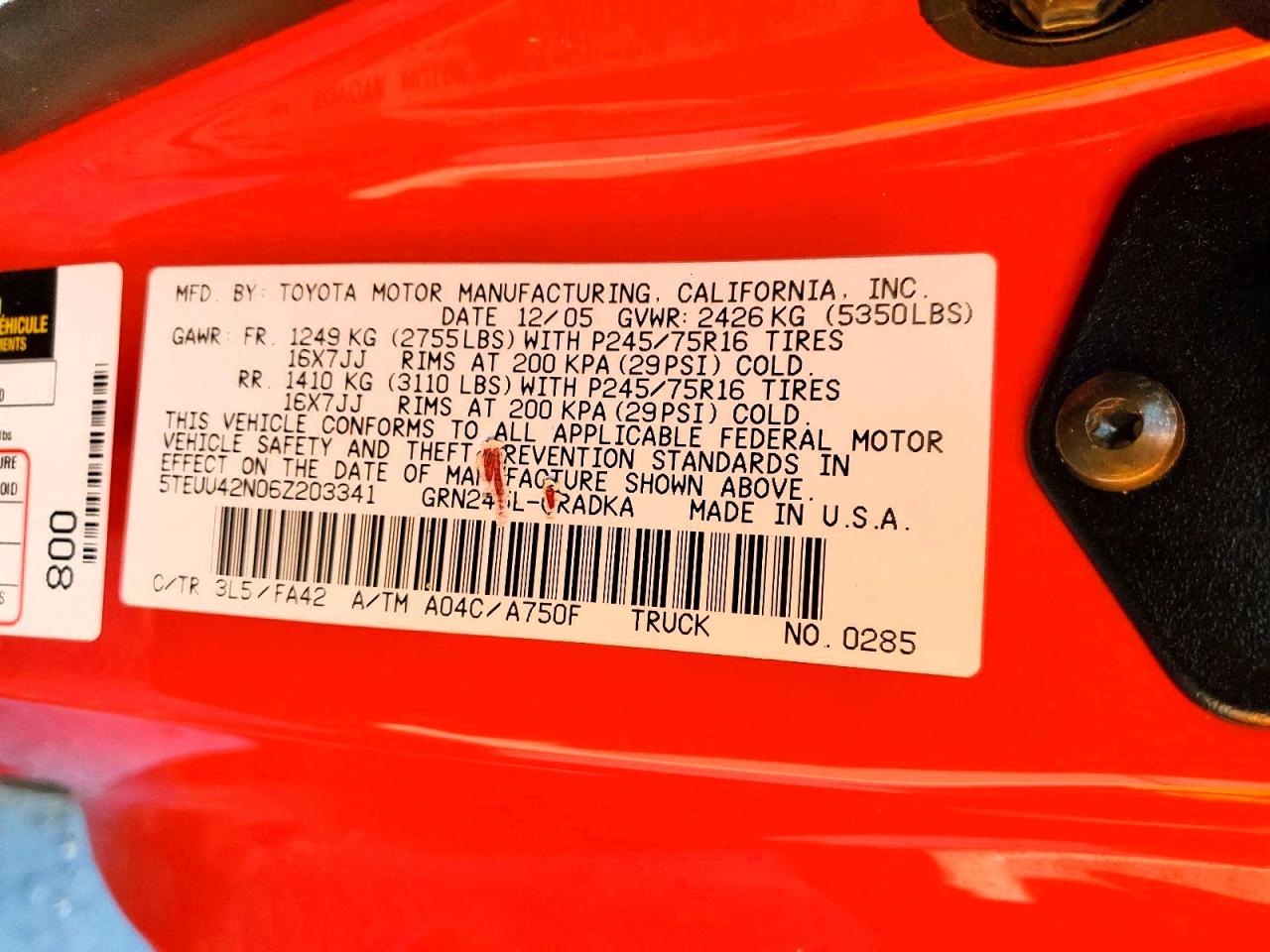 2006 TOYOTA TACOMA ACCESS CAB photo 34