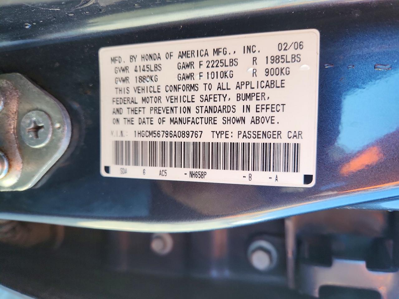 2006 HONDA ACCORD EX photo 13