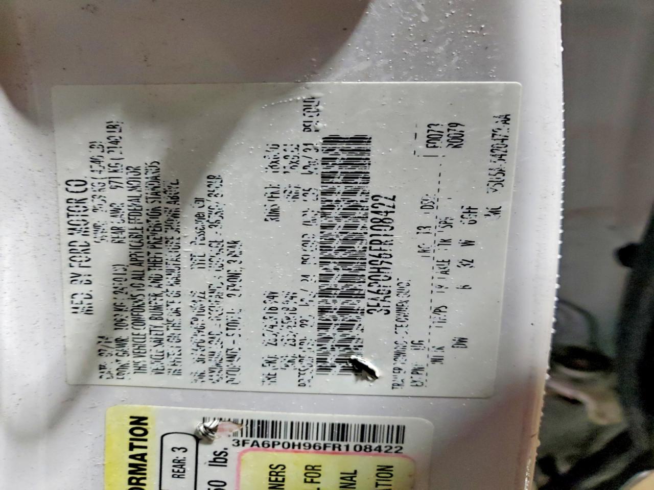 2015 FORD FUSION SE photo 12