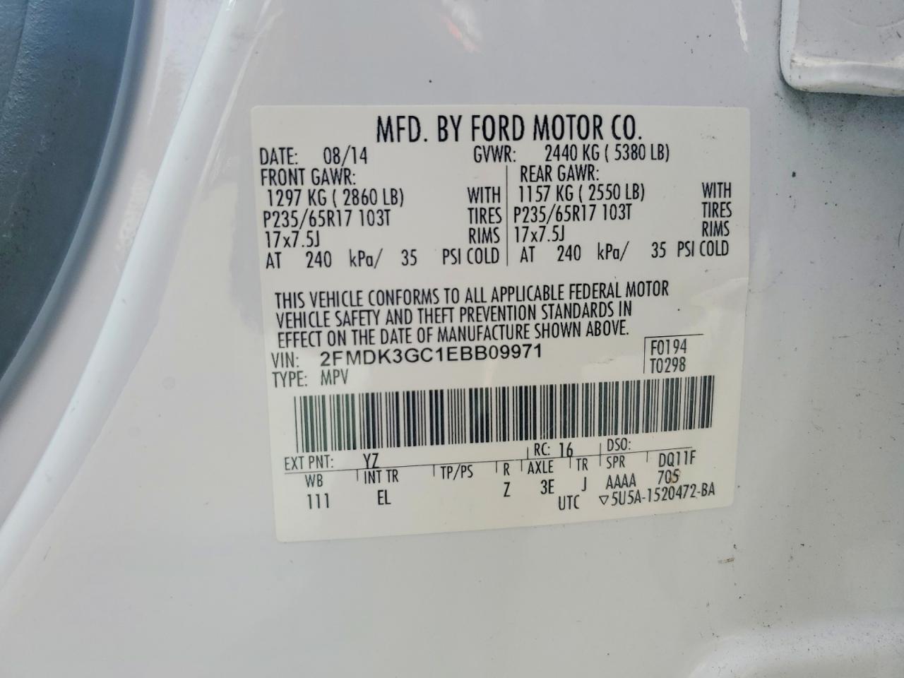 2014 FORD EDGE SE photo 13