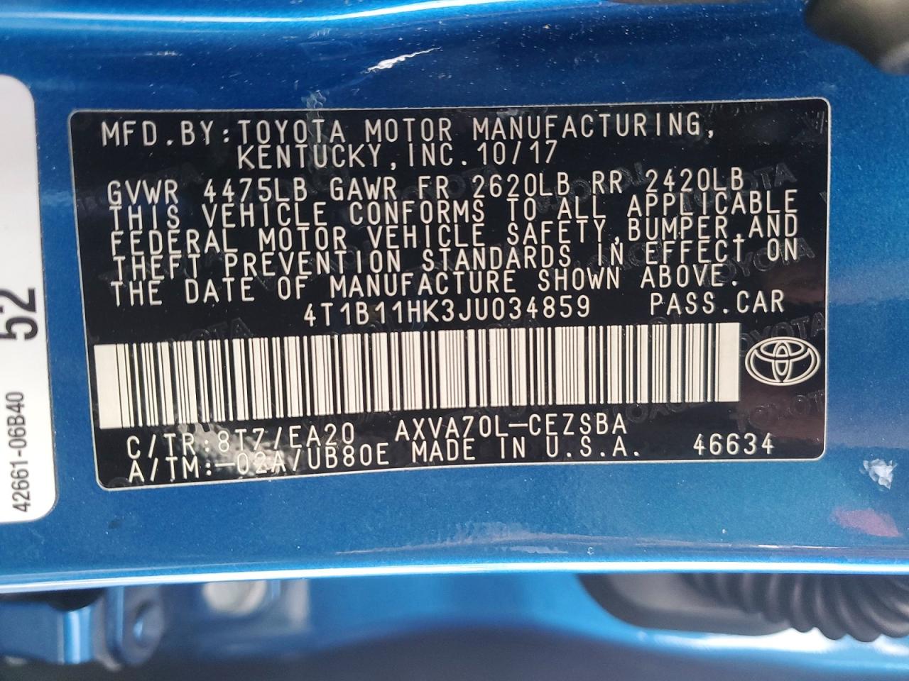 2018 TOYOTA CAMRY SE photo 13