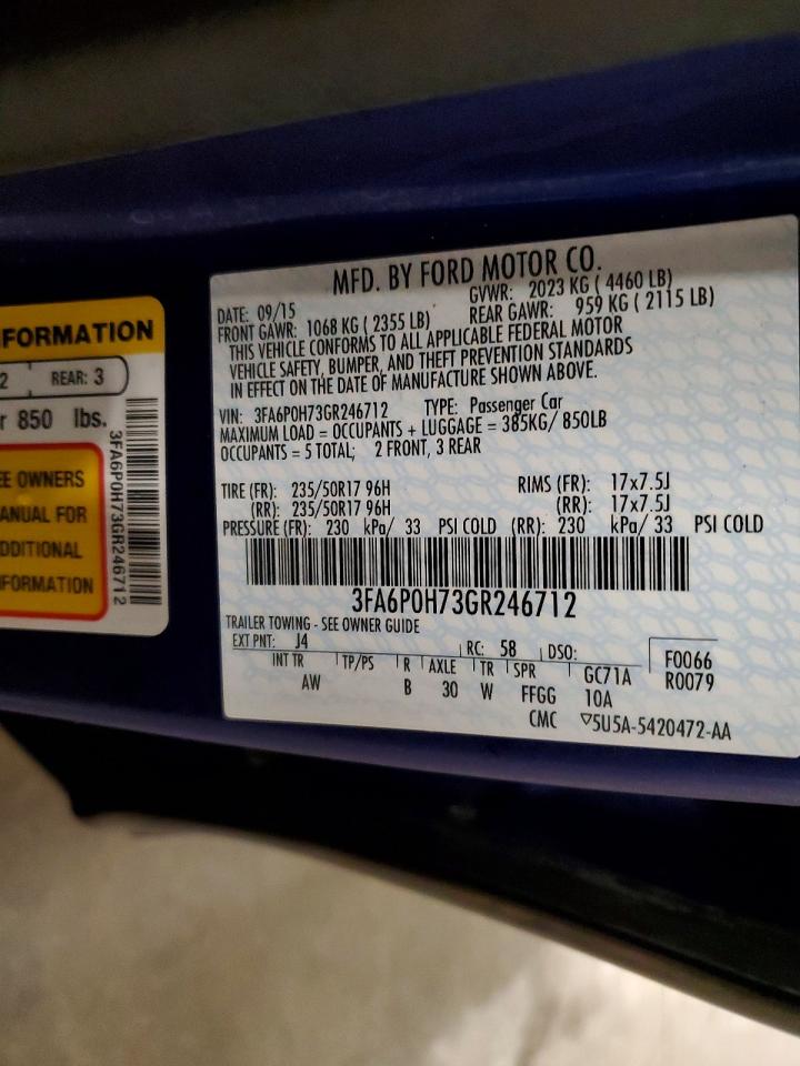 2016 FORD FUSION SE photo 23