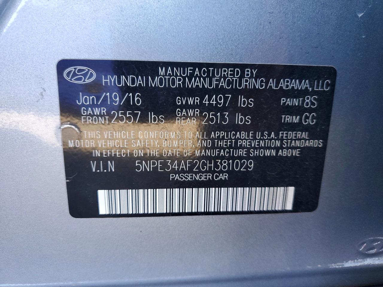 2016 HYUNDAI SONATA SPORT photo 34