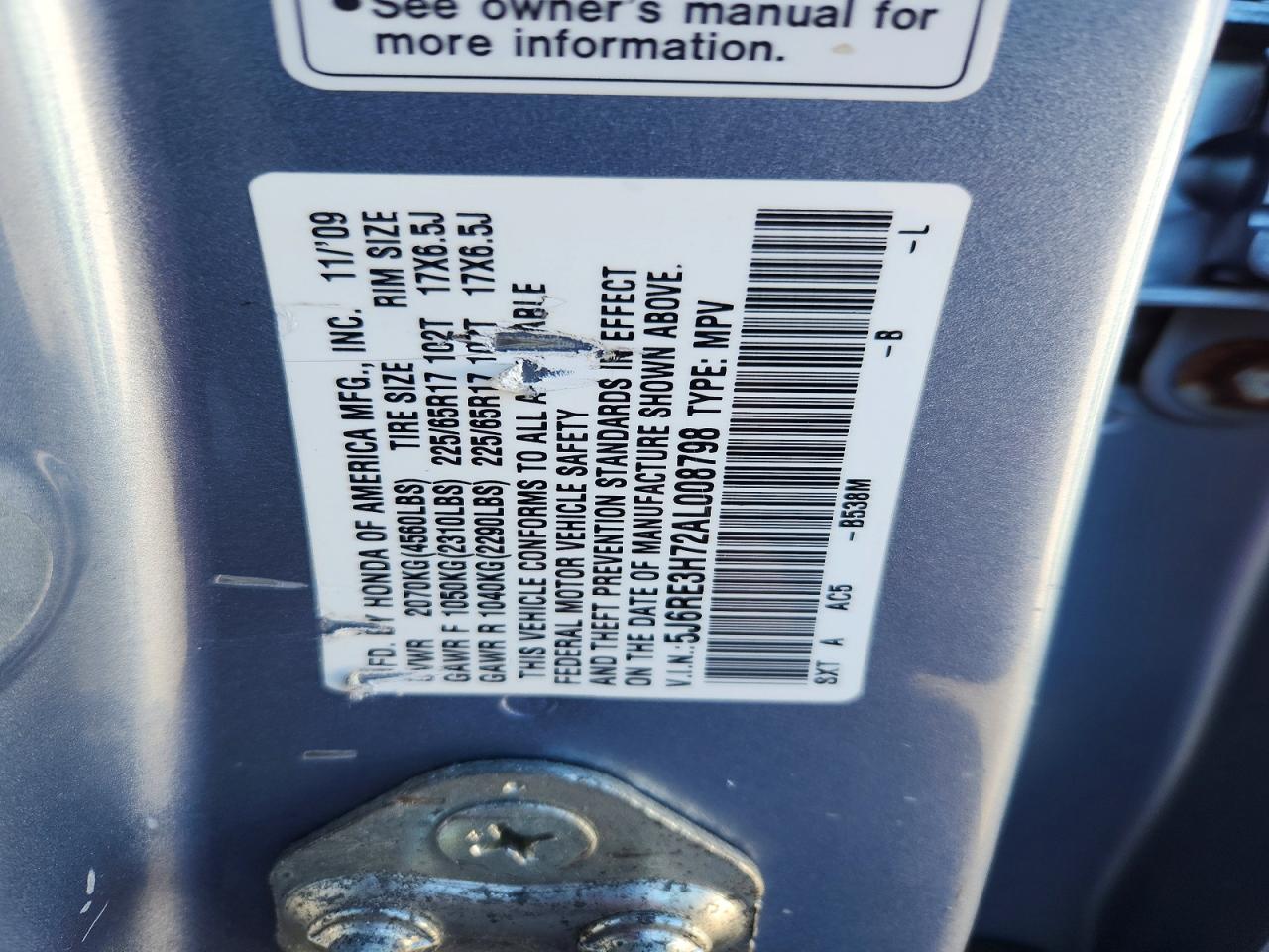 2010 HONDA CR-V EXL photo 25